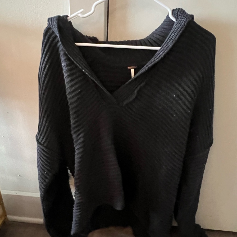 Free People Black V-Neck Women's Sweater